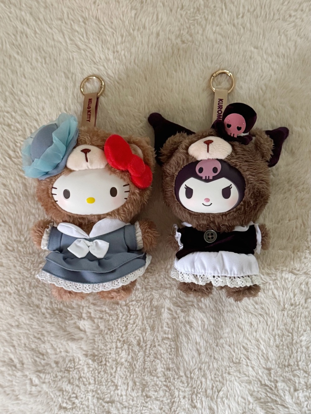 Sanrio Hello Kitty & Kuromi Plush Keychain Duo